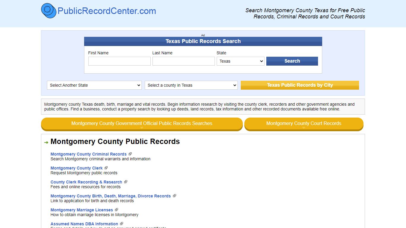 Montgomery County Texas Free Public Records - Court ...